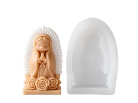 Molde silicona virgen Maria rezando con rosas